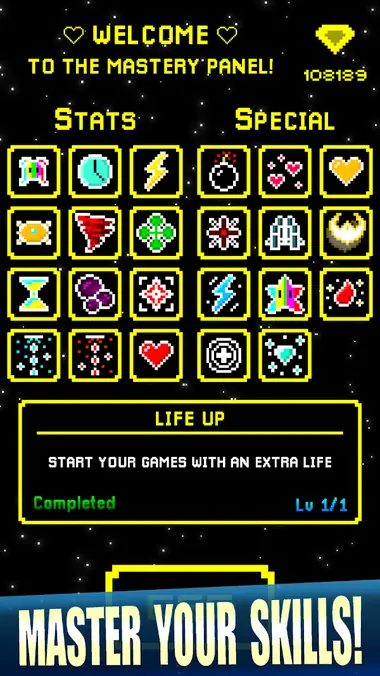 Διαστημική σκηνή σε pixel art στο Arcadium - Space Shooter